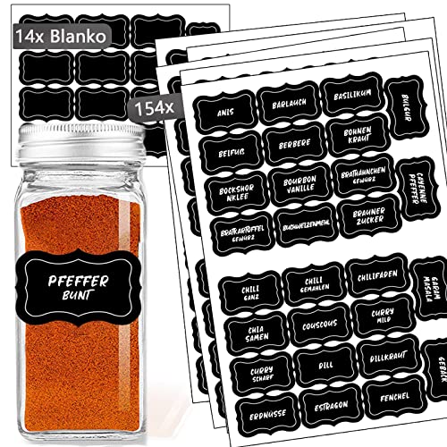 DZSEE® Lot de 154 étiquettes autocollantes pour épices et épices - Étanche - 45 x 28 mm - Fleur Cover