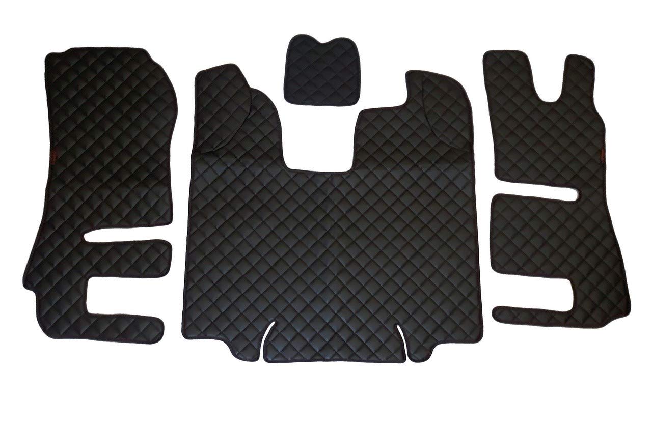 Alfombrillas negras de cuero ecológico + cubierta de motor para 2014-2016 con conducción automática a la derecha para camiones de la serie R