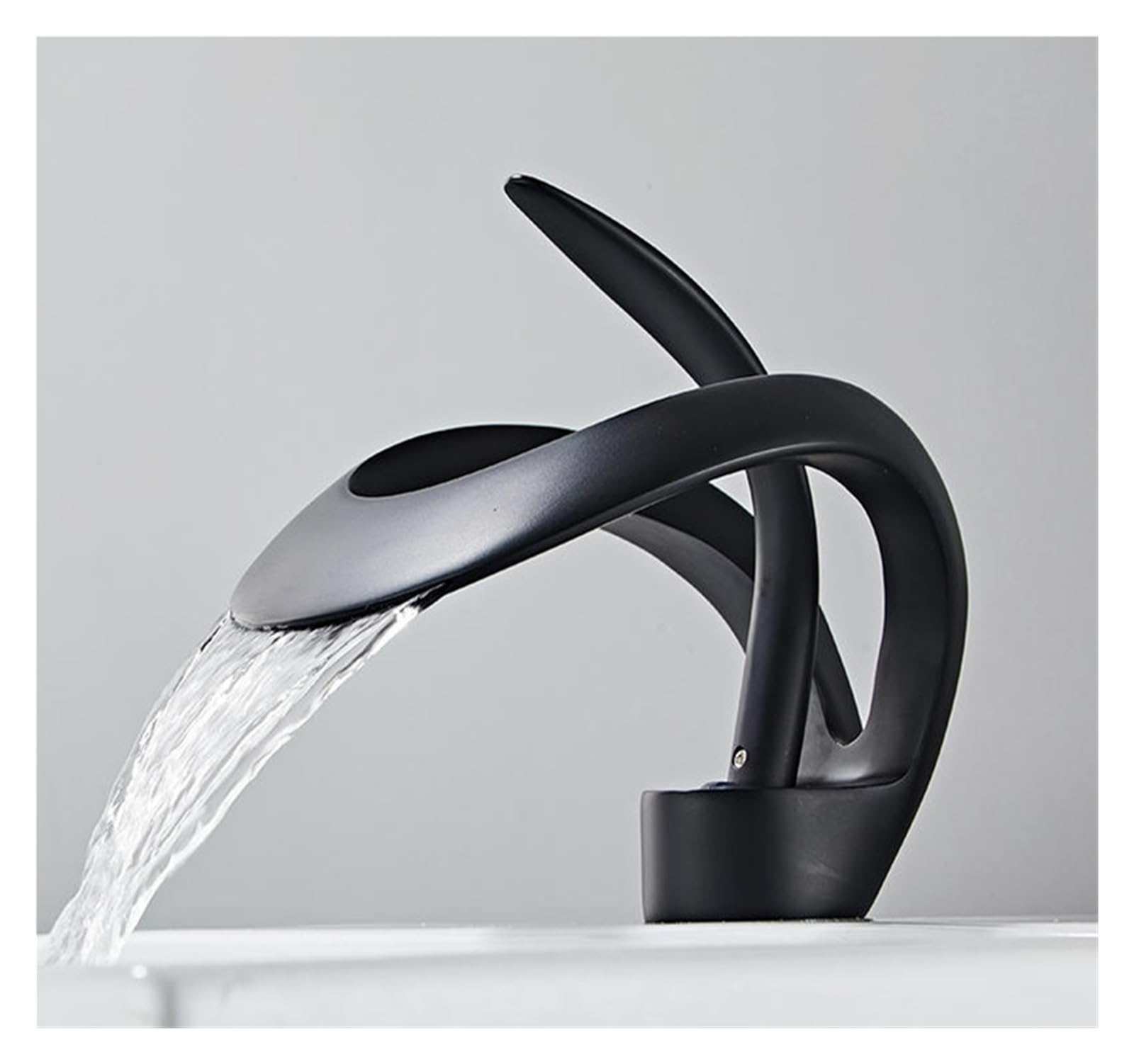 Robinet de salle de bains noir mat en laiton mitigeur design à poignée unique