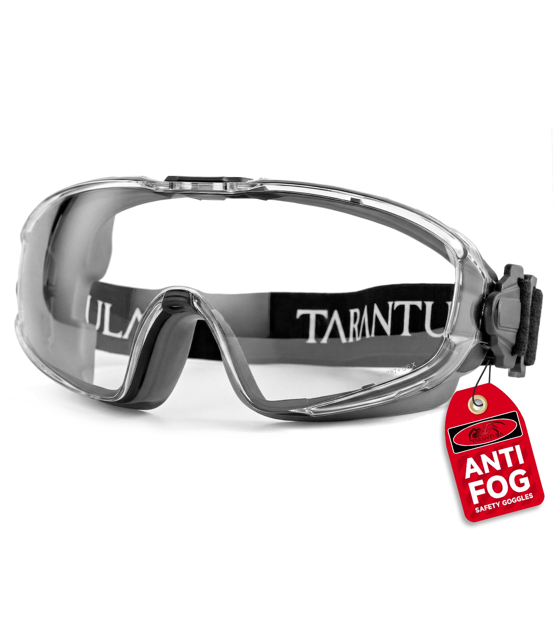Tarantula ANSI Z87.1+ Occhiali di sicurezza sopra gli occhiali, lenti UV380 anti-appannamento e antigraffio, cinturino regolabile, protezione per gli occhi ad alto impatto, per laboratorio