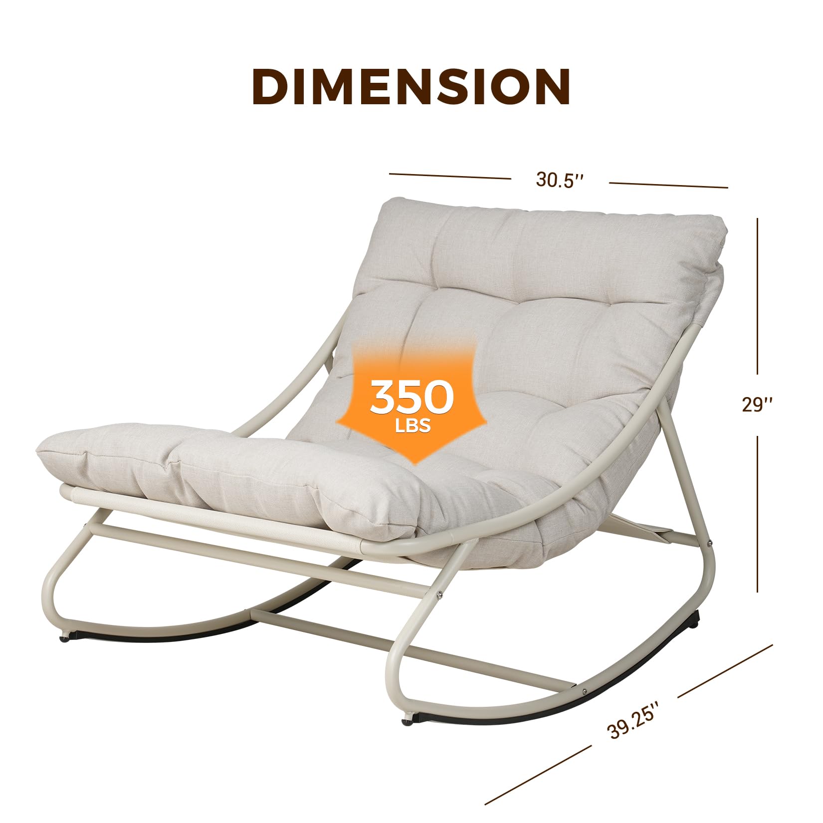 Grand patio Sedia a dondolo da esterno con cuscino (Dondolo, Beige chiaro)