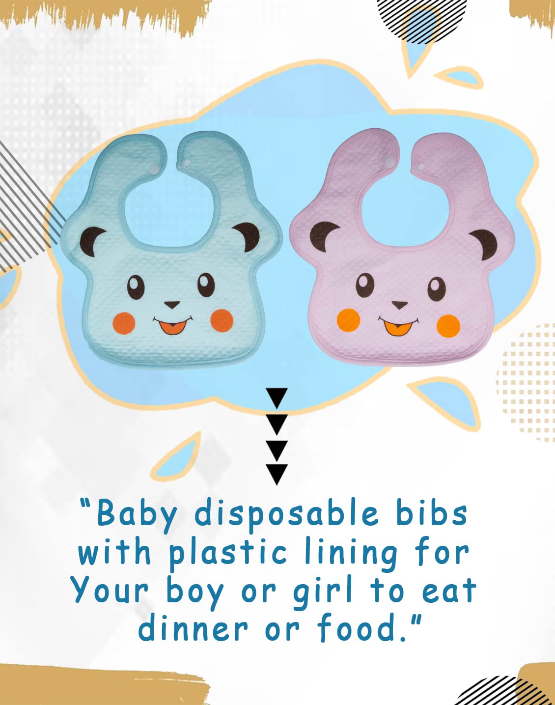 BTfash Babies Soft Button Bib for Feeding | Waterproof Bib for New Born | Washable Feeding Aprons for Infants & Toddlers | Reusable, Comfortable & Ideal for Mealtime | Gentle on Skin (Assorted_PO2) 1