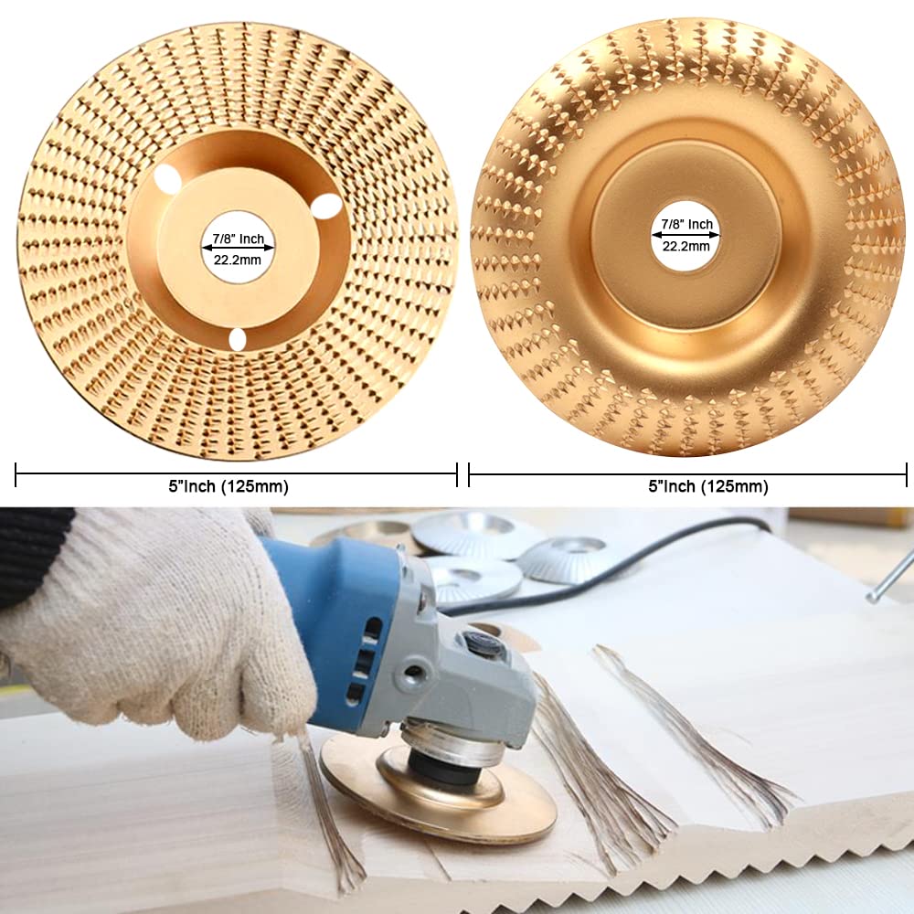 ASNOMY 2 Szlifierka do drewna Ø 125 mm x 22 mm, drewniana tarcza ścierna, koła do szlifierki kątowej 125 mm, tarcze do szlifowania drewna z węglika wolframu do kształtowania, szlifowania i cięcia