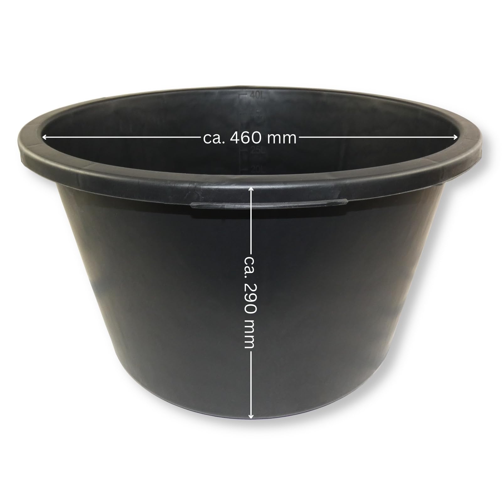 DEWEPRO® Set di 5 Secchi per Malta da 40L - Secchio Rotondo Nero Robusto per Malta - Ideale per Applicazioni in Cantiere e Giardino - Secchio Durevole per Professionisti e Appassionati di Fai-da-te