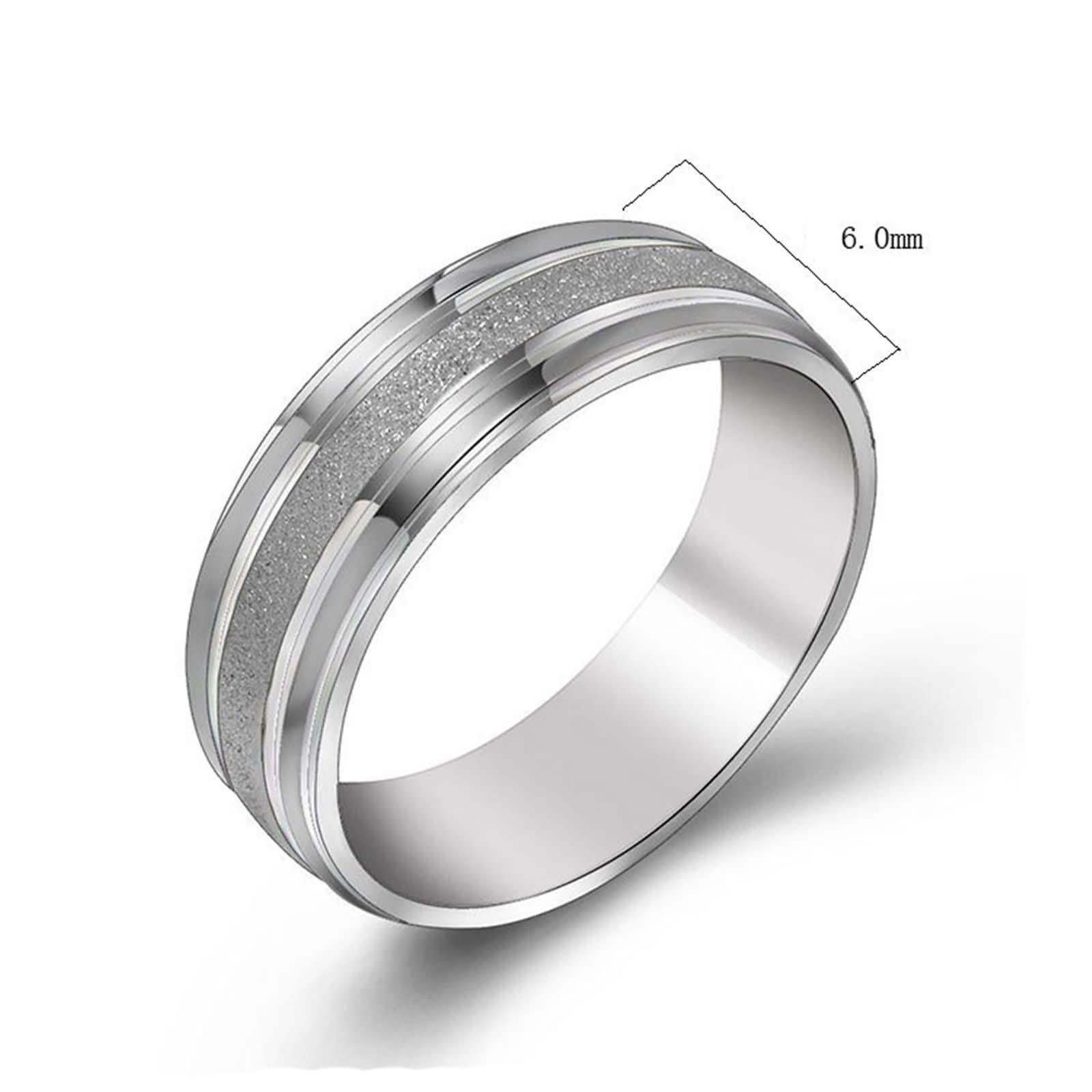 Anillo Hombre Anillos Mujer,Anillo Personalizado Pareja Anillos Unisex Acero Inoxidable 6.6MM Anillo Plata con Redondo Mate Anillo Promesa Pareja