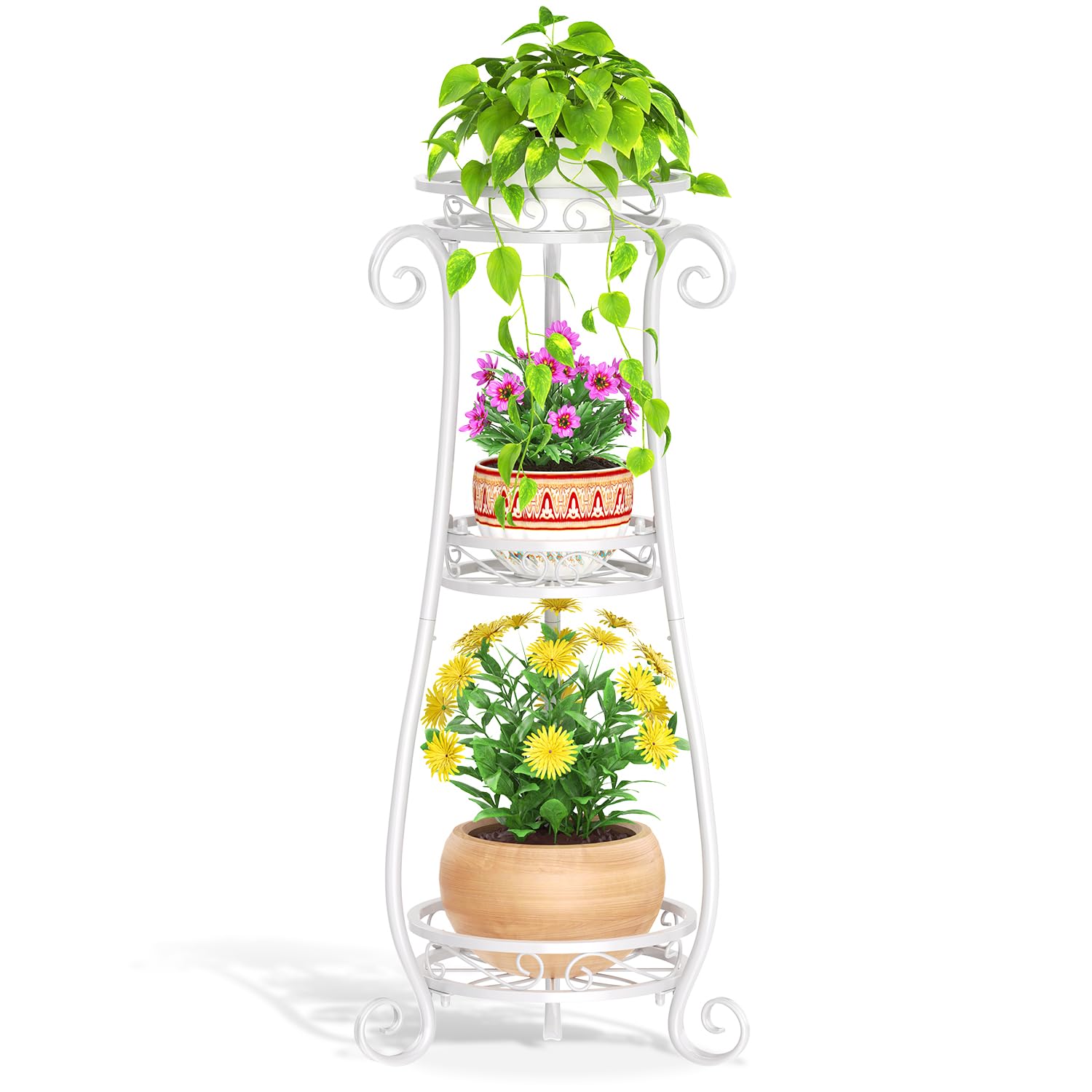 LASZOLA 3 Tier White Plant Stand