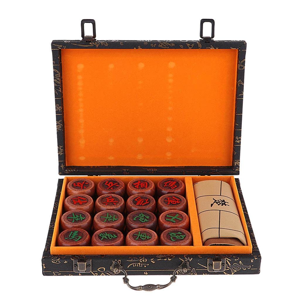 Jeu D'échecs Chinois (Xiangqi), Jeu de de Voyage avec Plateau En PU et Pièces de Jeu En Bois dans Une En Bois