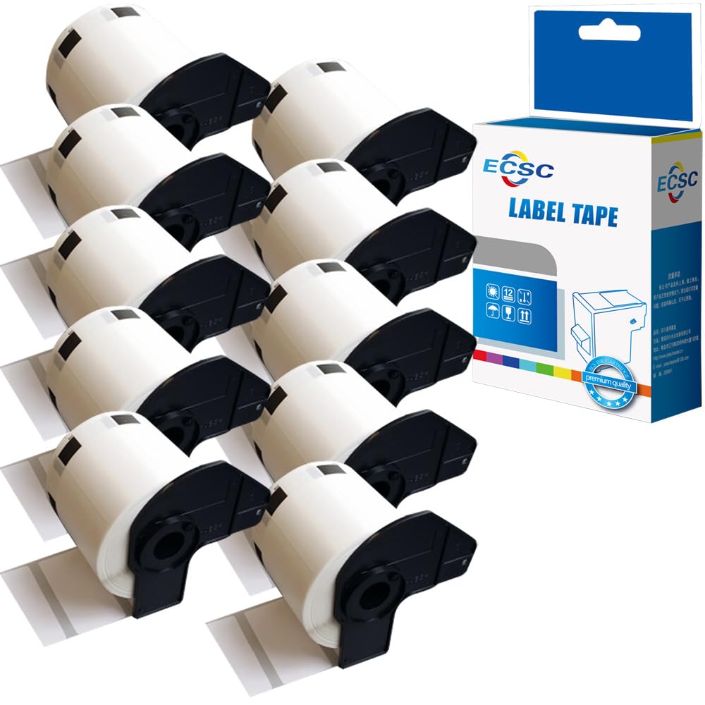 ECSC Compatible Label Roll Replacement for Brother QL-810W QL-820NWB QL-580N QL-800 QL-1050 QL-1050N QL-1060N QL-500 (White, 10-Pack)
