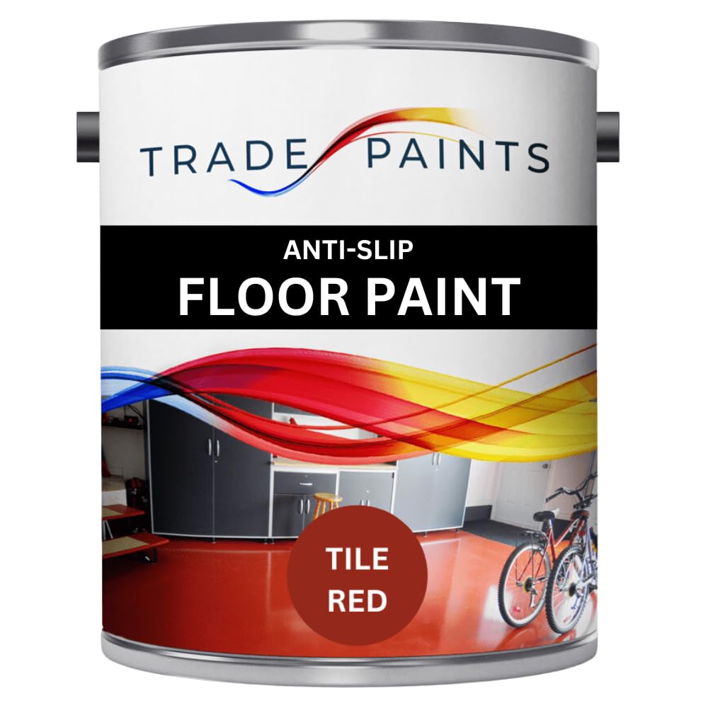 Trade Paints Anti-Slip Floor Paint - Ideal For Concrete, Stone, Brick, Wood & Metal - Provides A Safer Slip-Resistant Coating For Both Residential & Commercial Use (Tile Red)