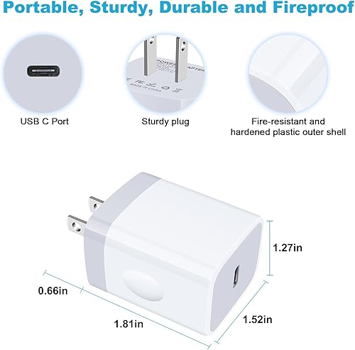 Miniatura 4 de Cargador de teléfono rápido USB C de 20 W para Google Pixel 8 7 6 Pro 6a 5 5a 5G 4 3 2 XL, Samsung Galaxy A15 S24 S23 S22 Ultra 5G S21 FE S10 S10e