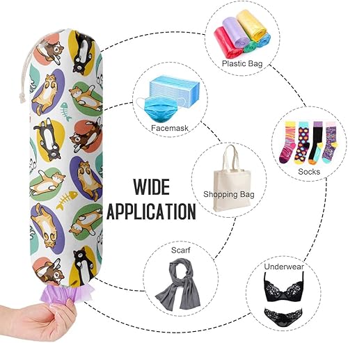 Miniatura 4 de Organizador de bolsas de comestibles con patrón de gato para bolsas de compras, bolsas de plástico de montaje en pared, dispensadores de