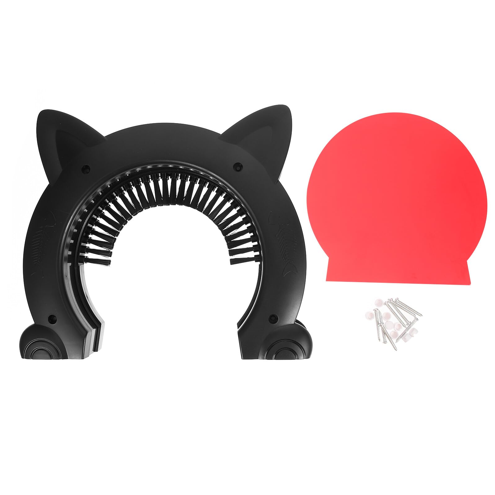 GARVALON Katzenklappe für Innentüren aus Robustem Abs mit Bürstendesign zur Tierpflege und Freiem und Ausgang für Katzen und Kleine Haustiere in Schwarz