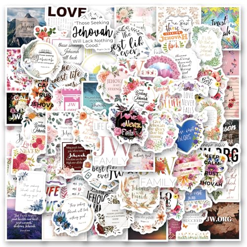 120Pcs JW.ORG Stickers Pack Aesthetic Vinyl Waterproof Bible Sticker Decals for Water Bottle Laptop Phone Skateboard Scrapbooking Bumper for Fans for Party Supply