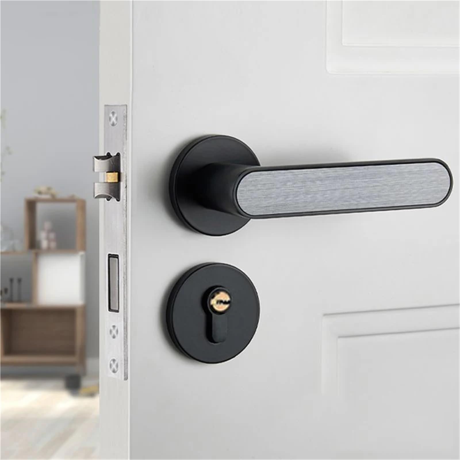 Serrure de porte de salle de bain silencieuse intérieure en alliage de zinc et poignée de chambre