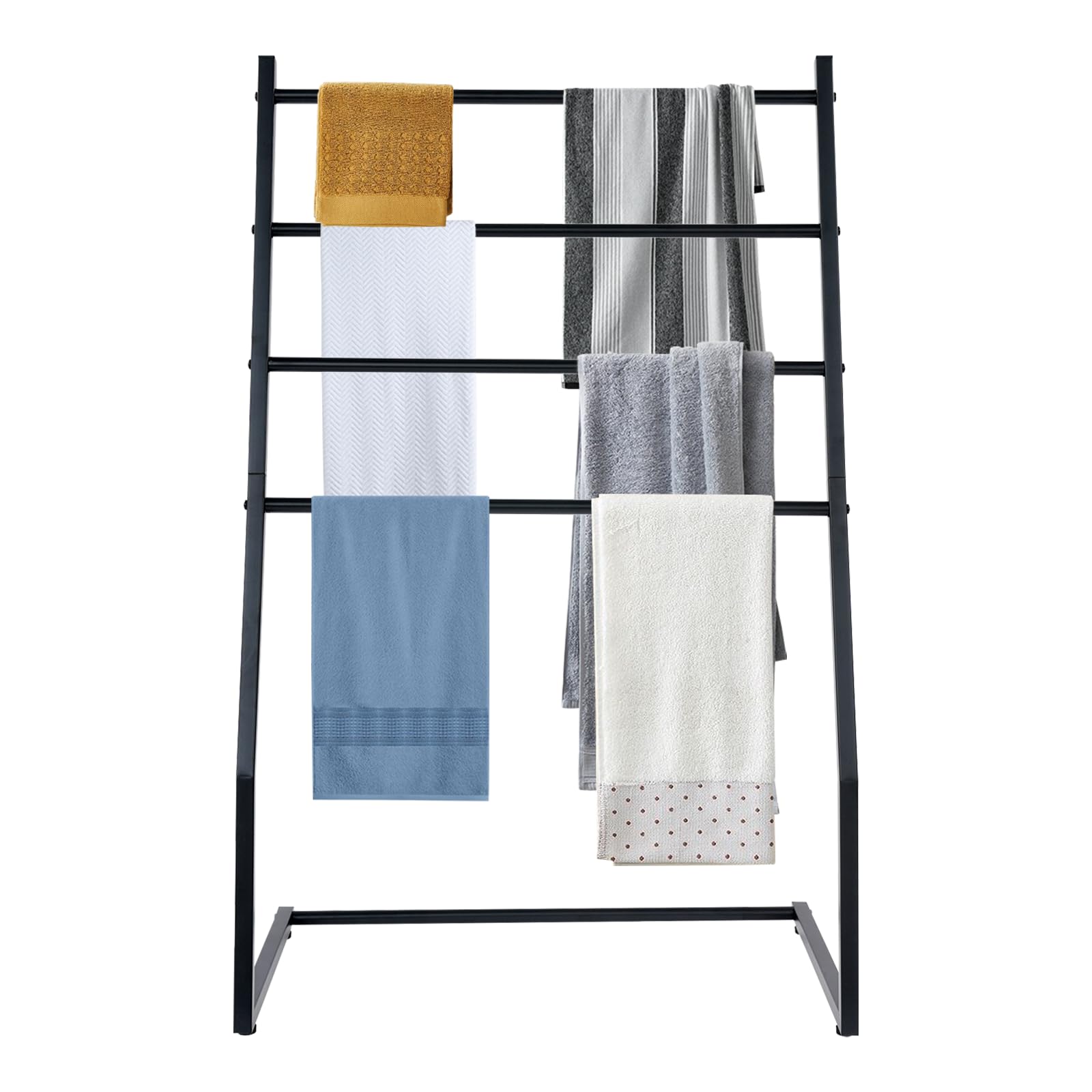 Toallero, Toallero de pie con 4 barras de toallas, toallero de baño de acero, 60 x 36 x 95 cm