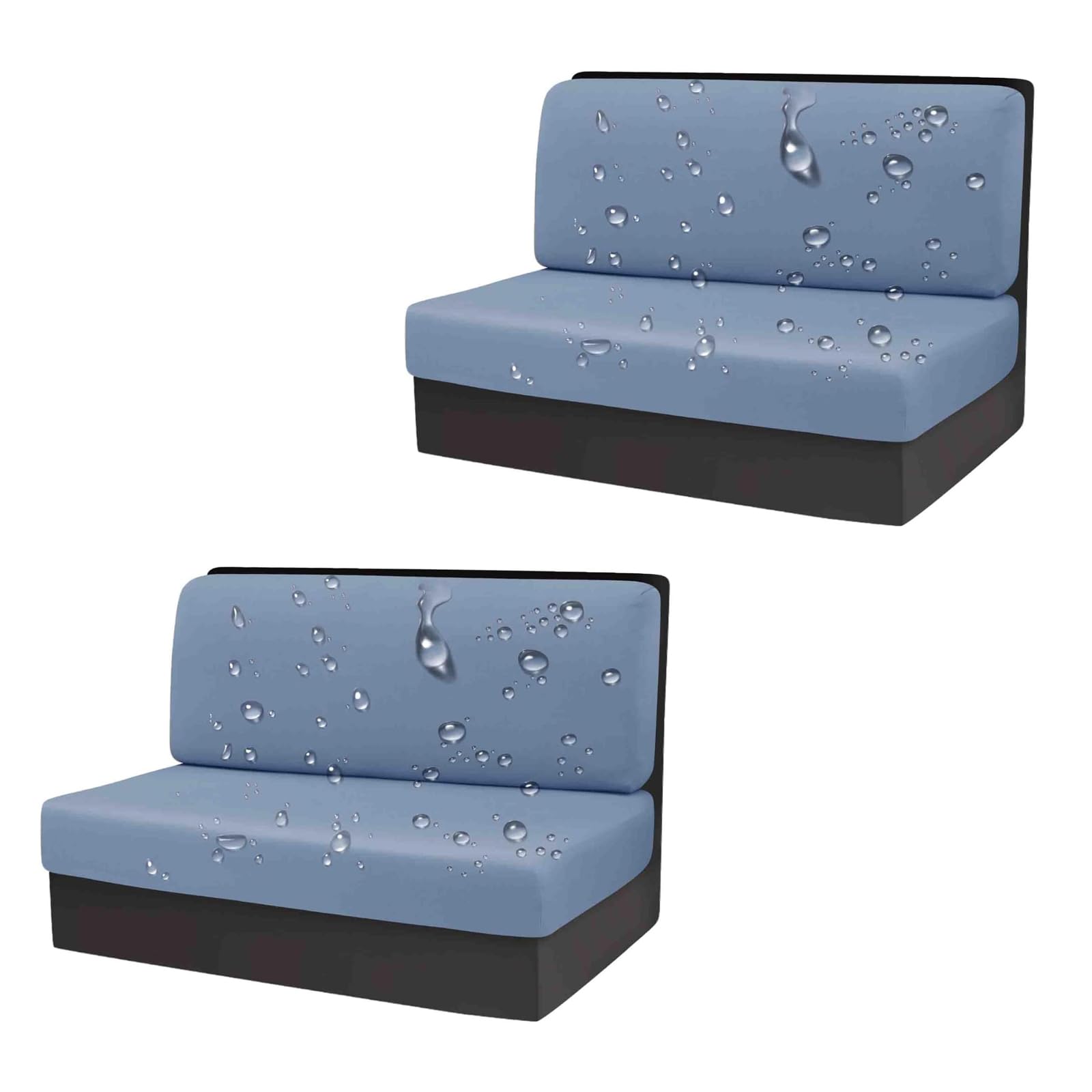 Housses de siège camping-car imperméables bleues pour canapé de caravane x2