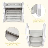 Vista 5 de GAOMON Taburete para niños pequeños con asas laterales, taburete de plástico de 3 escalones para lavabo de baño, encimera de cocina, entrenamiento