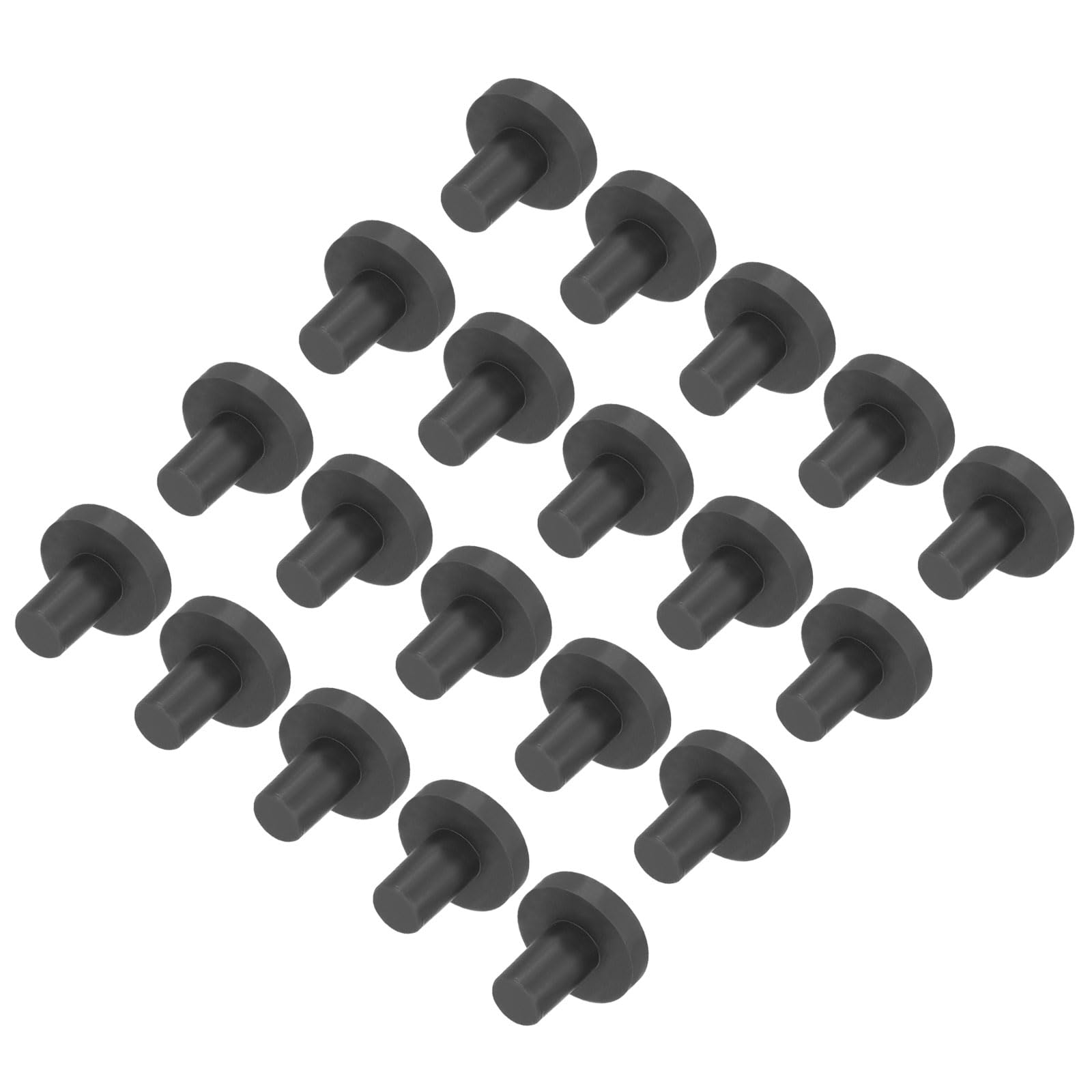 uxcell High Temp Silicone Plug Mount Dia 4mm/0.15 inch T Shaped Solid Rubber Stopper Hole Plugs for Powder Coating Plating Waterproof Plugs Sealing Plugs Black Pack of 20(OD 9.5mm)