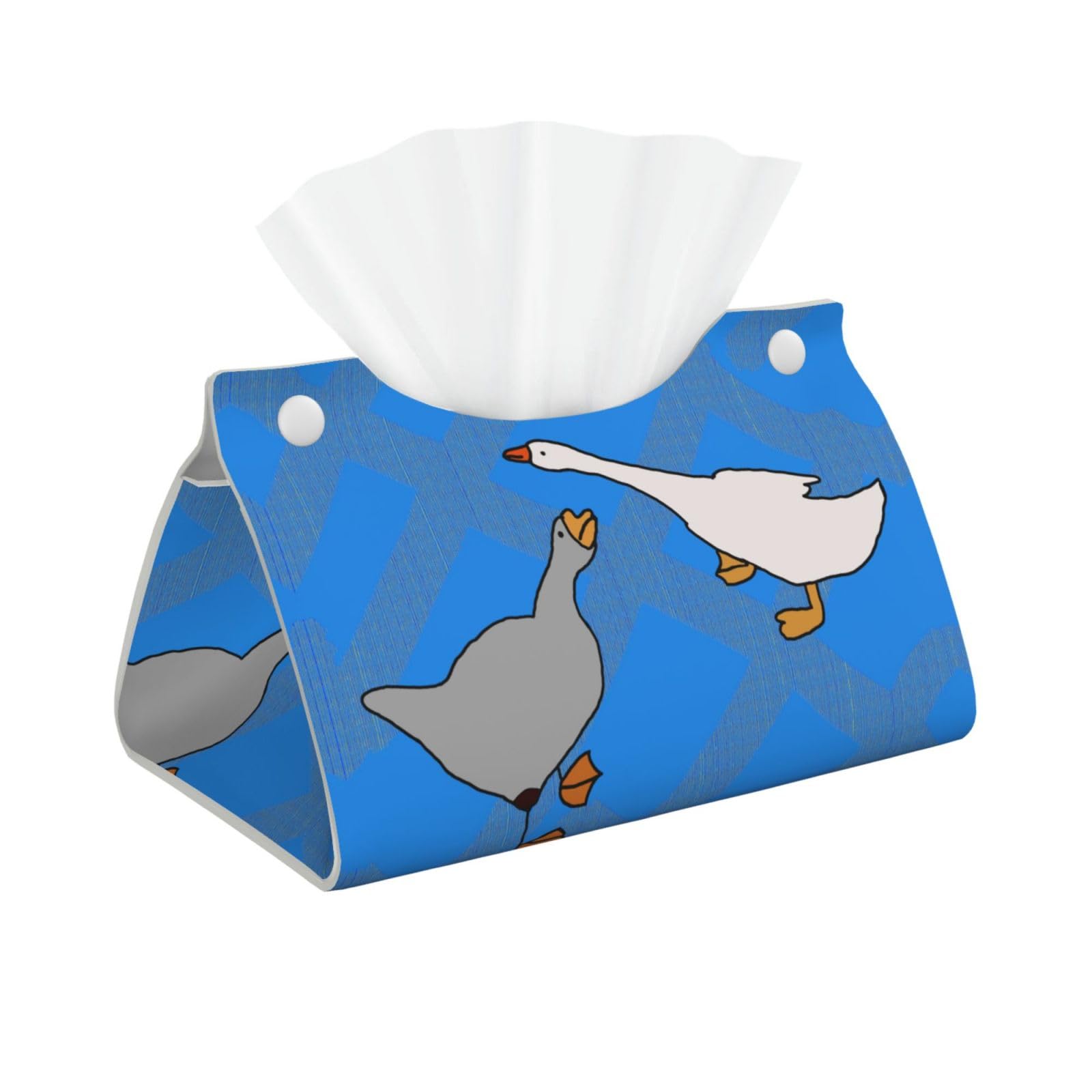 gray goose Rectangular Leather Tissue Box Cover, Folding Facial Tissue Holder Dispenser for Car