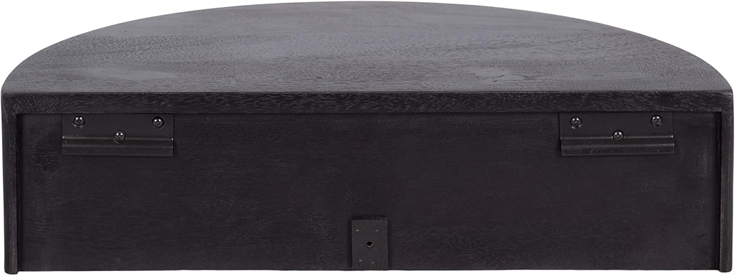 Kate and Laurel Reid Ribbed Wooden Floating Side Table, 20 x 11 x 6, Black, Modern Wood Floating Nightstand with Drawer for Extra Storage and Added Functionality