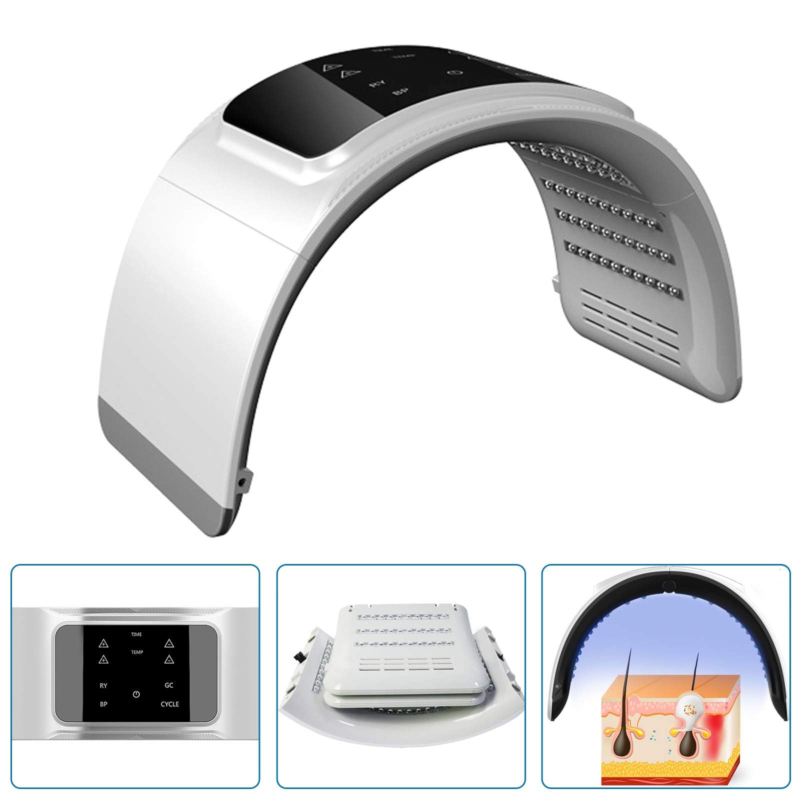 TsoLay Macchina per Il Viso a LED a 7 Colori, Maschera per La Cura della Pelle del Viso PDT con Design di Controllo della Temperatura in Tempo Reale, per Salone di Bellezza, Uso Domestico