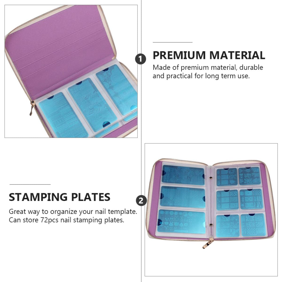 IMIKEYA Bolsa Cremallera para Placas de Estampado de Uñas Estuche Multifuncional para Plantillas Cuadradas de Manicura Soporte Práctico para Almacenamiento de Moldes de Arte de Uñas