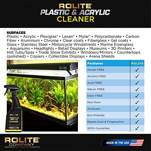 Rolite Plastic And Acrylic Cleaner Spray - High Shine Protectant And Polish For Nonporous Surfaces, Streak-Free Formula, For Windshields, Windows, Headlights, Retail Displays, 8 Fl. Oz. Bottle, 1 Pack #TOP7