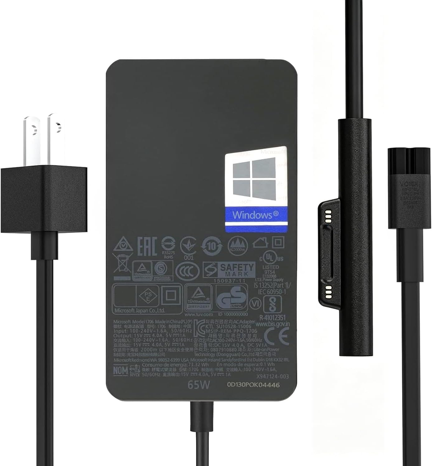 Amazon.com: Surface Pro 充電器65W 適用於Microsoft Surface 充電器