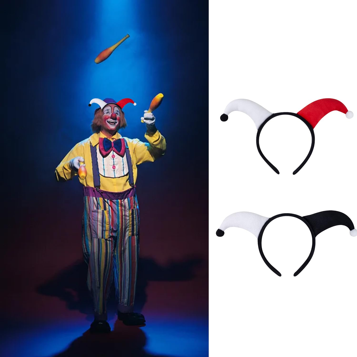 XNFUOE 2pcs Jester Headband Halloween Clown Cosplay Headband Jokers Costume for Halloween Cosplay Dress up - Image 3