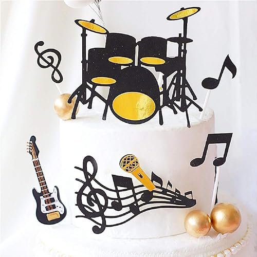Miniatura 2 de 24 piezas JeVenis Rock Star Cupcake Topper Notas Musicales Cupcake Toppers Guitarra Cake Toppers para fiesta de músicos, baby shower