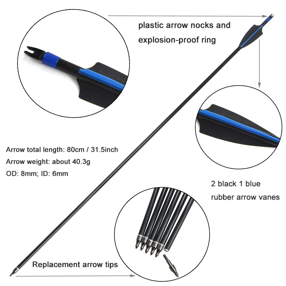 Ensemble Arc et flèche Classique pour Le tir à l'arc Chasse à l'arc Long 30lbs 35lbs 40lbs Arc d'entraînement au Takedown avec des flèches en Fibre de Verre