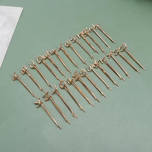 Miniatura 8 de Pinzas para el pelo del alfabeto, 26 unidades, pinzas para el cabello con diamantes de imitación, pinzas de metal para el cabello, horquilla de