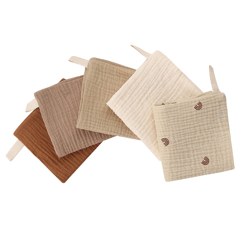 ZEKANXX 5 Pack Baby Muslin Squares Muslin Cloths For Baby Washcloths Natural Cotton Baby Wipes Baby Essentials for Newborn Baby Wiping Bathing Feeding