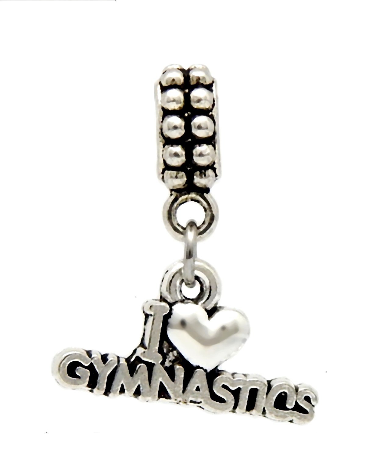 J&M Dangle I Love Gymnastic Charm Bead for Charms Bracelets