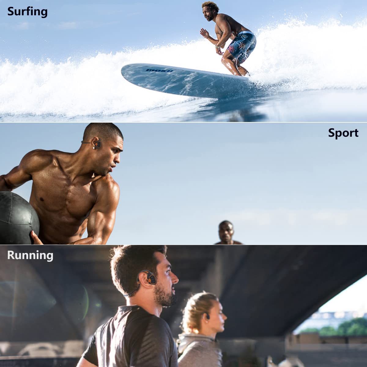 Casque Sans Fil Conduction Osseuse Bluetooth 5.1 IPX8 Étanche Sport, Écouteurs Natation 16Go MP3, Oreille Ouverte Bleu