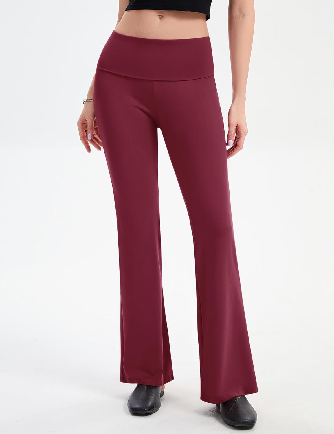 Rapbin Fold Over Flare Leggings for Women Yoga Pants Y2k Lounge Sweatpants Workout Athletic Joggers Slim Fit Bottoms 2026 - Image 2