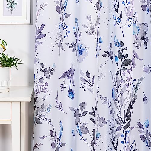 Image of MYSKY HOME Floor to Ceiling Floral Blackout Curtains 108 inch Long 2 Panels Set Thermal Insulated Room Darkening Drapes Grommet Top for Living /Dining Room, Grey and Blue, 52 inch W Each Panel
