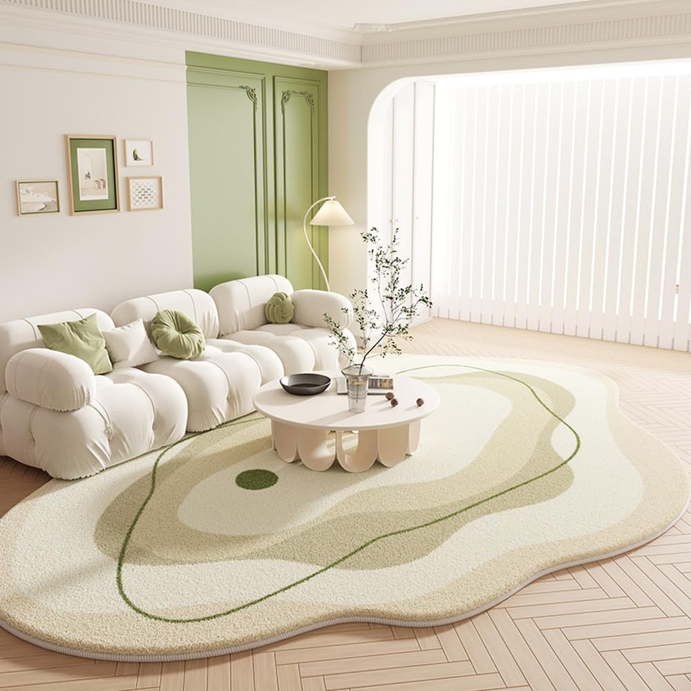 Tapis décoratif de chambre crème formes irrégulières doux salon 120x160