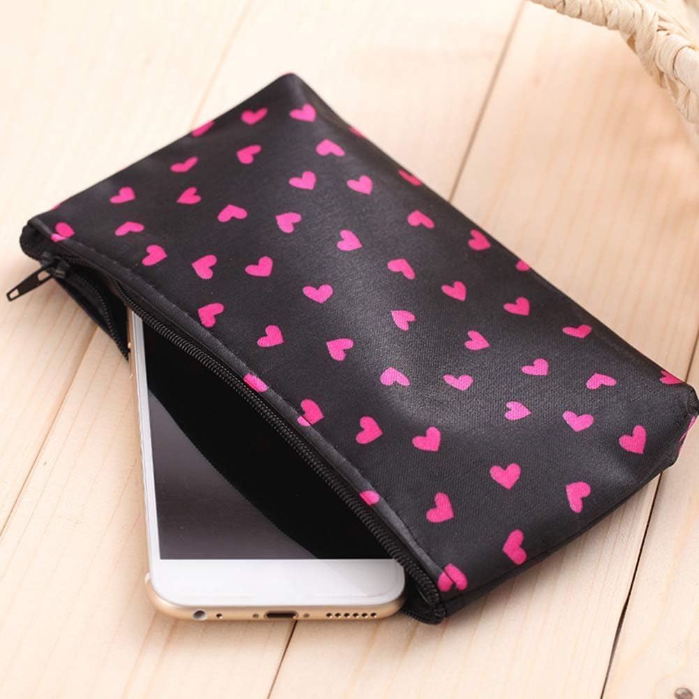 Red Outdoor Travel Storage Cosmetic Bag,Heart Dot Print Toiletry Wash Organize Multifunctional Makeup Bag,Portable Travel Cosmetic Bag Makeup Case - Image 5