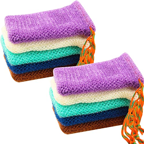 Trounistro 10 Pack Soap Bag Exfoliating Soap Saver Pouch Soap Mesh Bags with Drawstring Exfoliator Sponge Soap Pocket Drawstring Bags for Body Facial Cleaning Supply
