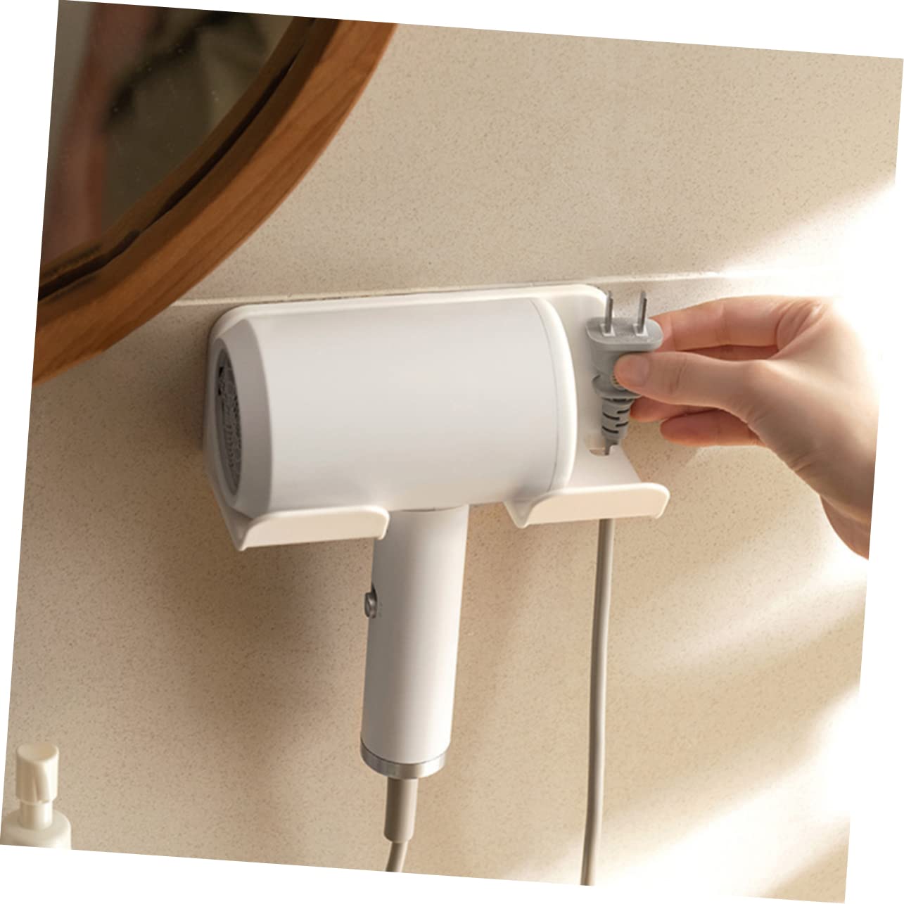 Gogogmee Hair Dryer Holder Wall Mount Wall-mounted Hair Dryer Rack Blow Dryer Holder St