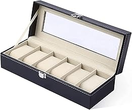 Primwand 6 Slot Watch Case Pu Leather Real Glass Lid Organizer Watches Storage Box For Men & Women Birthday Presents