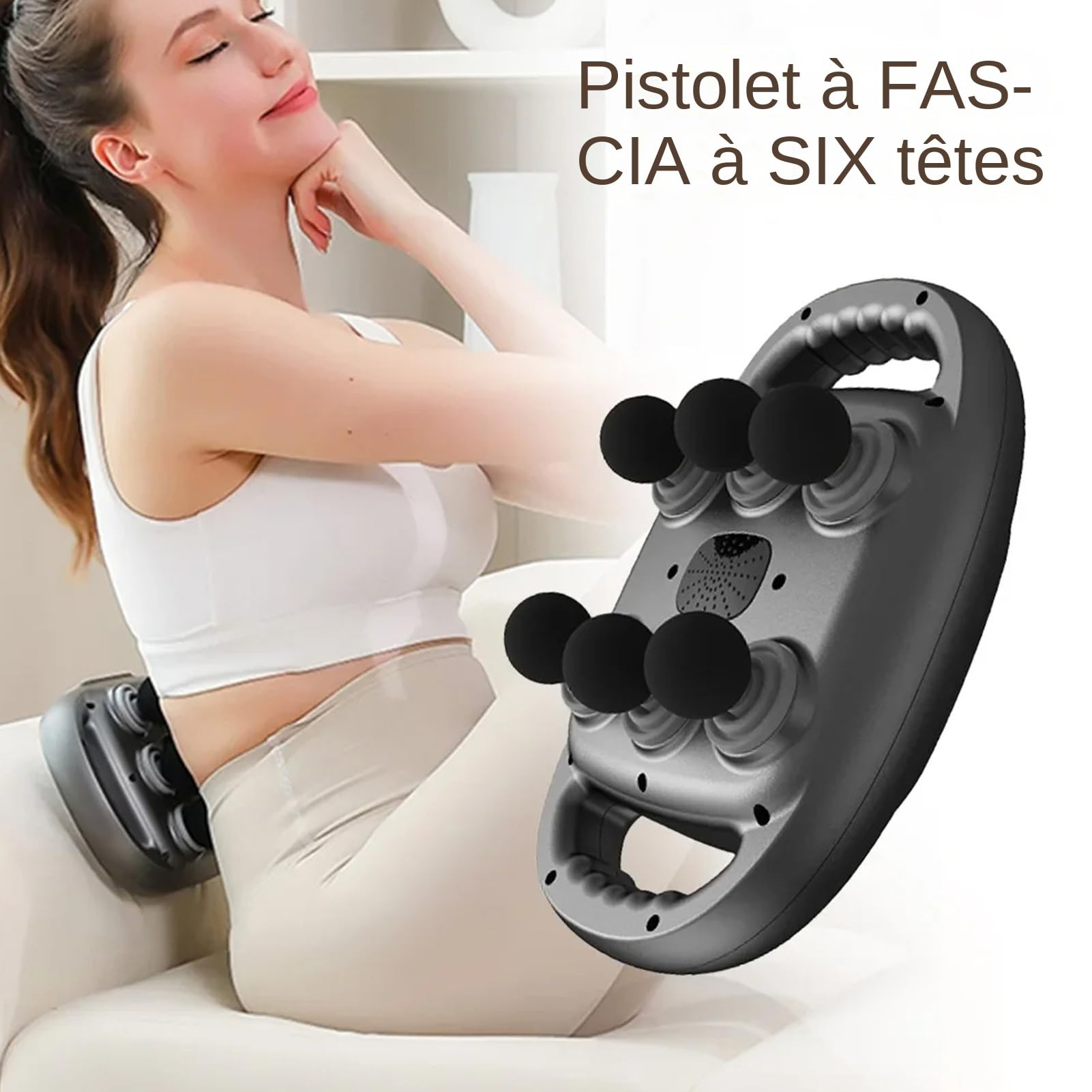 Handmassagegerät, Handmassagegerät Mit Handgriff, Massagegerät Mit 6 | Köpfen | Kompaktes, Sportmassagegerät Für Sportler, LED-Anzeige, Professionale 9 Knoten