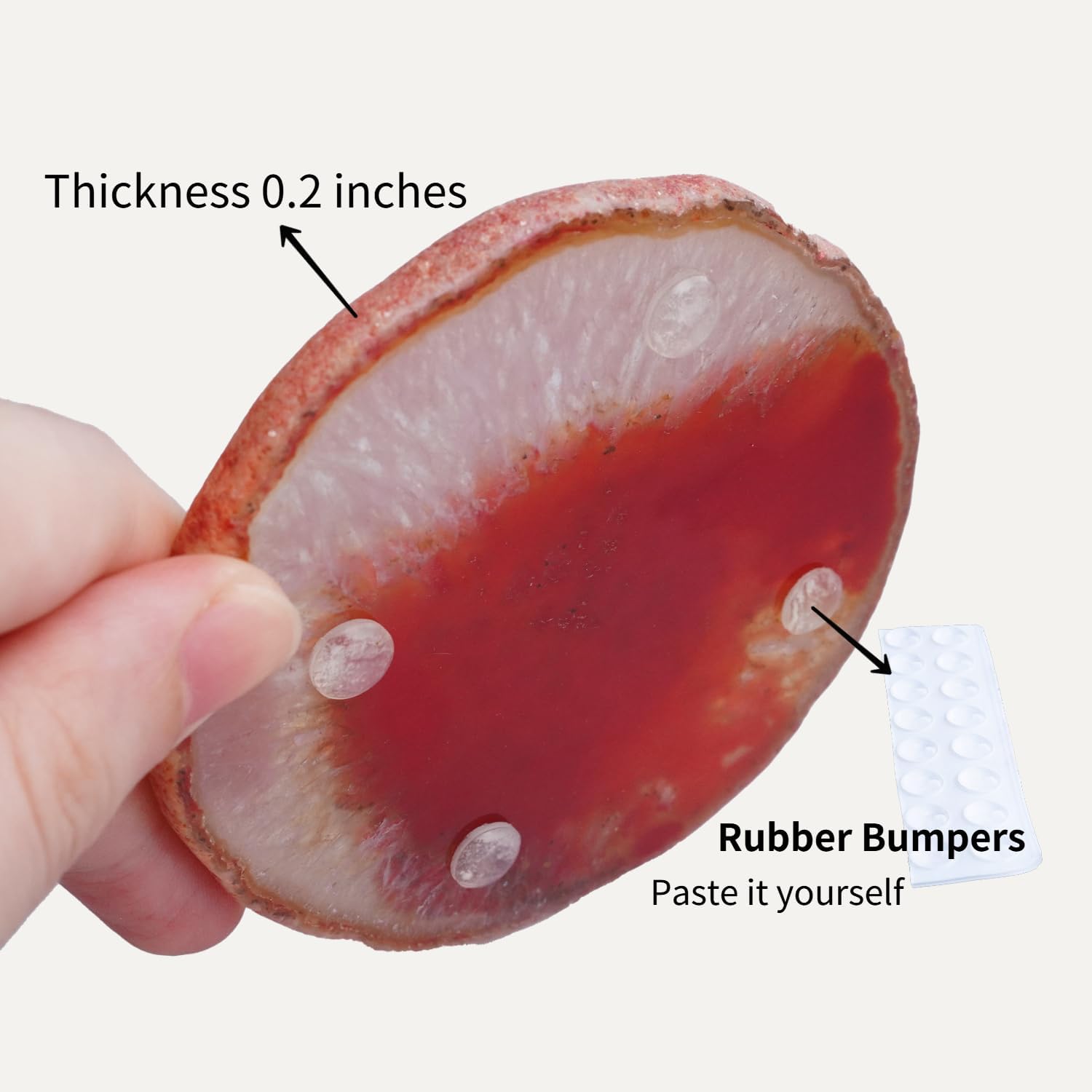 Natural Agate Coasters Set of 4 - Dyed Orange Red Irregular Circle Stone Drink Coasters with Rubber 3-4" Unique Home Decor for Coffee Table Wedding Creative Cards