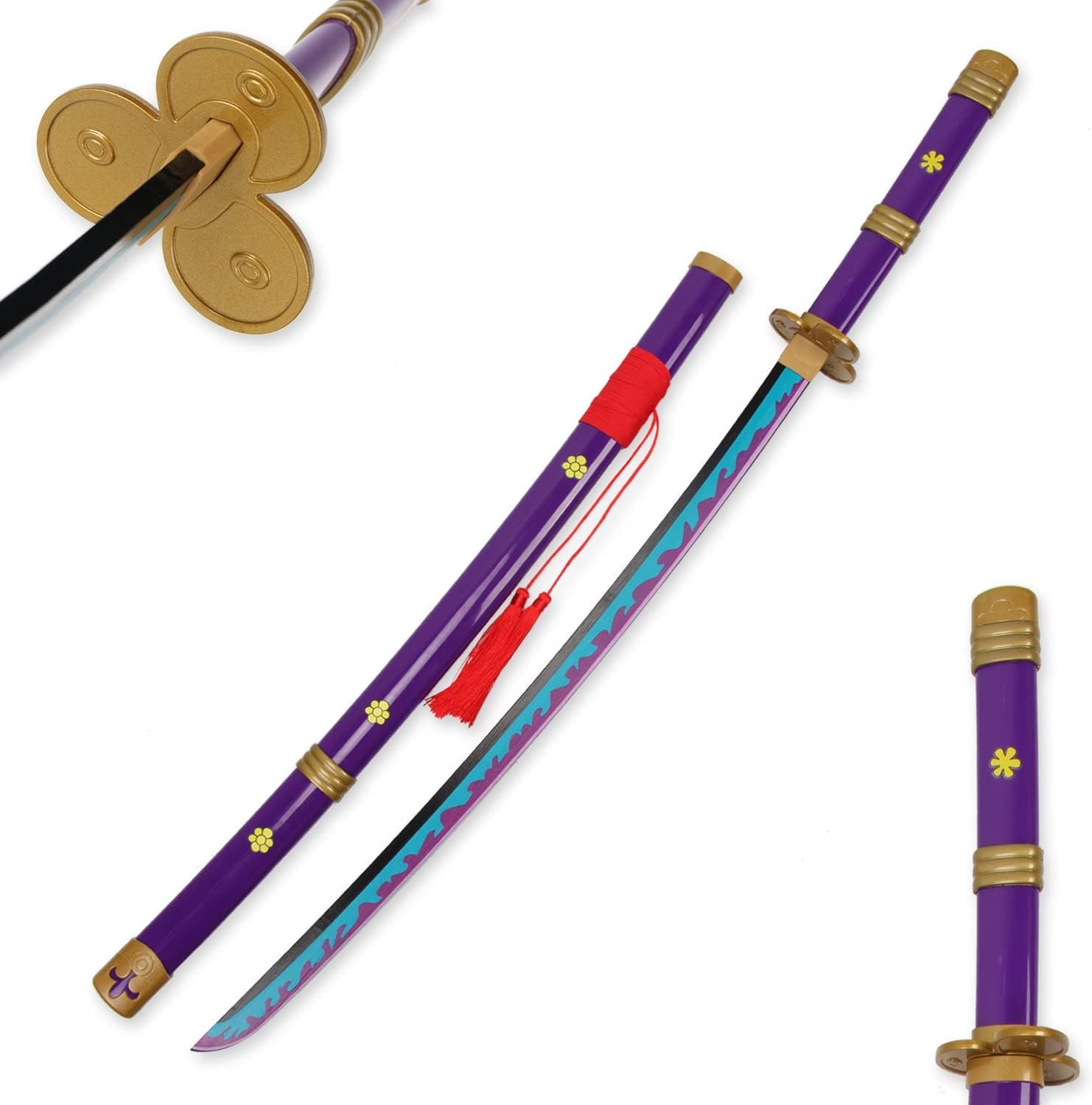 UMANIยฎ Anime Cosplay Samurai Sword 41 Inch Decorative Collectible Sword Various Styles Available(Wooden) (1000-ZORRO Purple)