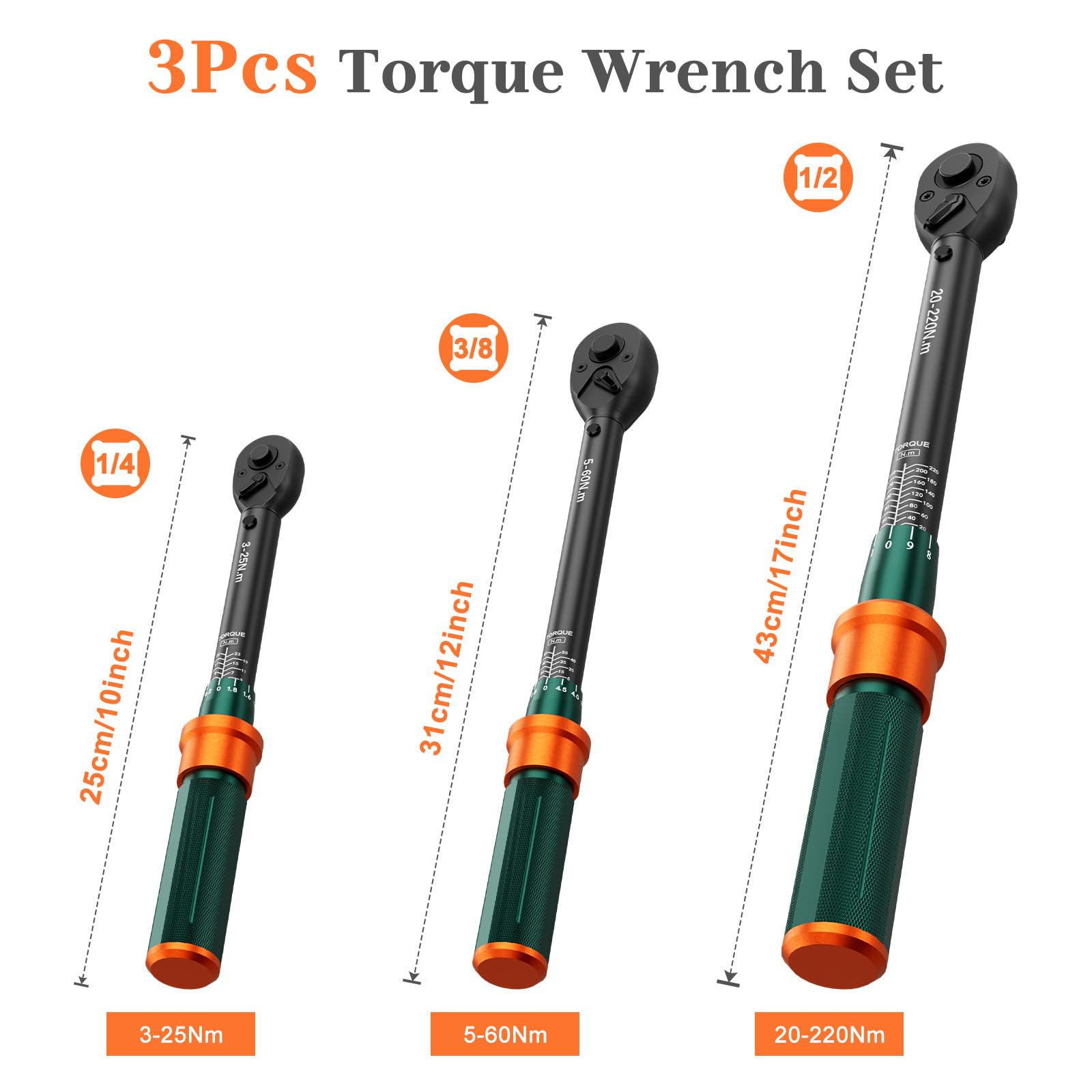 NADOKHI Torque Wrench 1/4 & 3/8 & 1/2 Inch - Image 2