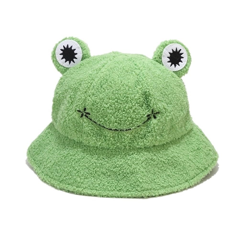 Chapeau seau grenouille peluche, chapeau de pêcheur chaud contre le vent d'hiver