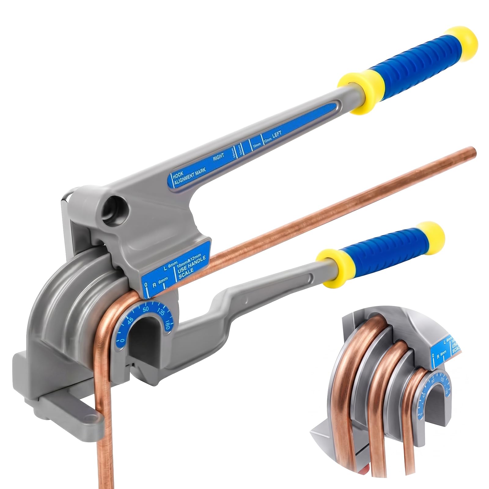 3-in-1 Rohrbiegegerät, 6mm 10mm 12mm, 180° Handbuch Rohrbieger | Manueller Rohrbiegegerät, Rohrbiegewerkzeug, für Kupfer, Aluminium, Weichem Metall