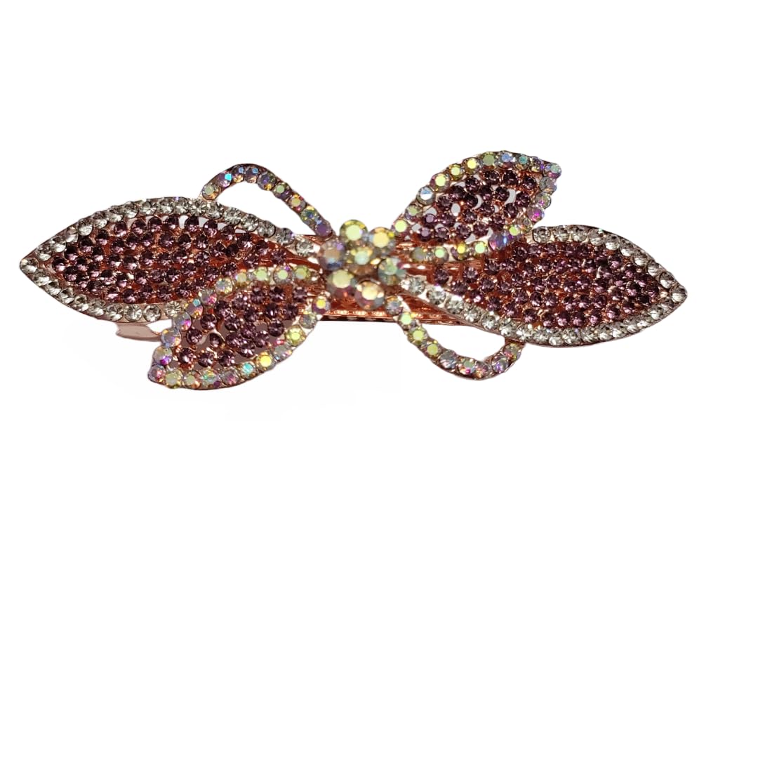 Trendsetter Rhinestone Gold Plated Flower Design Metal Back Clips Hair Barrettes Ponytail Slides (Back) Pin Decorative Accessories for Women & Girls (Violet) (B09X7G3J56) Amazon Price History, Amazon Price Tracker