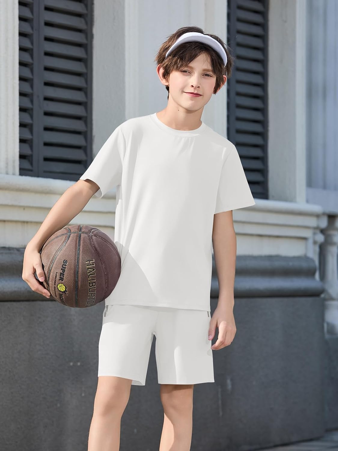 Haloumoning Boys Athletic Shorts Set Kids Short Sleeve Shirts And Shorts Set 2 Piece Summer Outfits Tracksuit 5-14Y